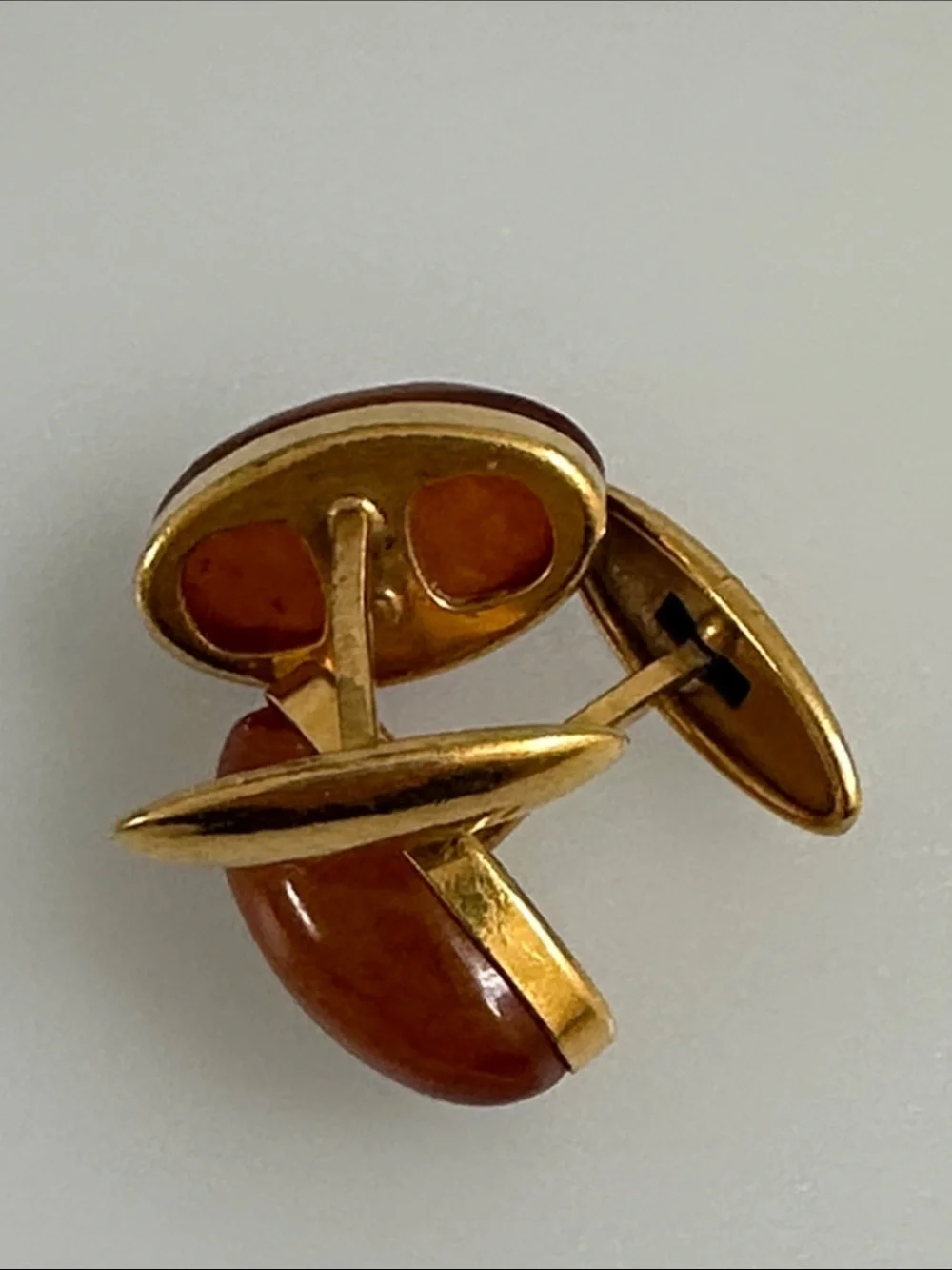 Cufflinks Baltic amber Gold Tone Ring with 9ЯК Hallmark